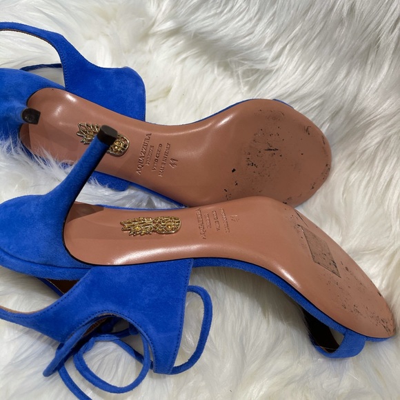 Gently worn Aquazzura vibrant blue suede sandals - Picture 3 of 6